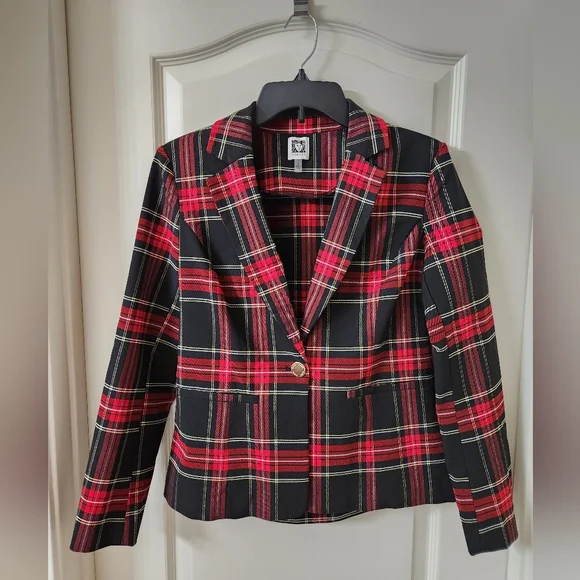 Anne klein plaid blazer store